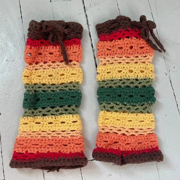 Colorful Crochet Arm Warmers by Sleepy Jane, Rare - Picture 2 of 5